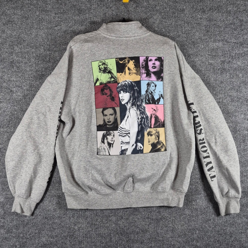 Taylor Swift Quarter Zip The Eras Tour Gray Sweatshirt M